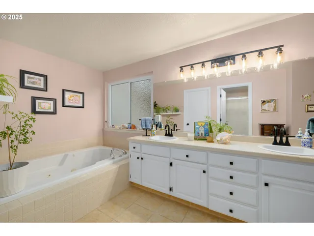 a bathroom with a bathtub a sink and a mirror