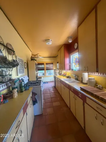 a kitchen with lots of counter top space