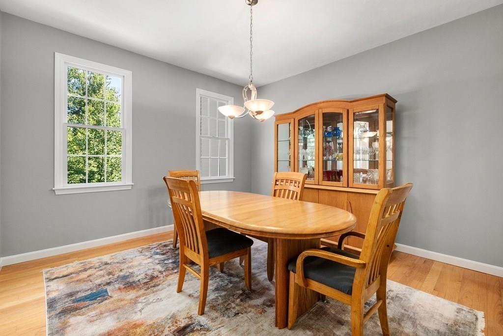 300 Crownshield Avenue Uxbridge, MA 01569 - Photo 9 of 29 a dining room with furniture a chandelier and window