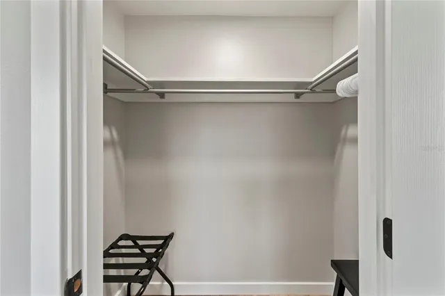 a view of a room with shelves