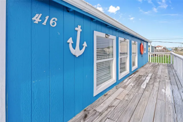 a view of wooden balcony
