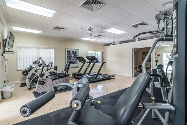 a view of a room with gym equipment