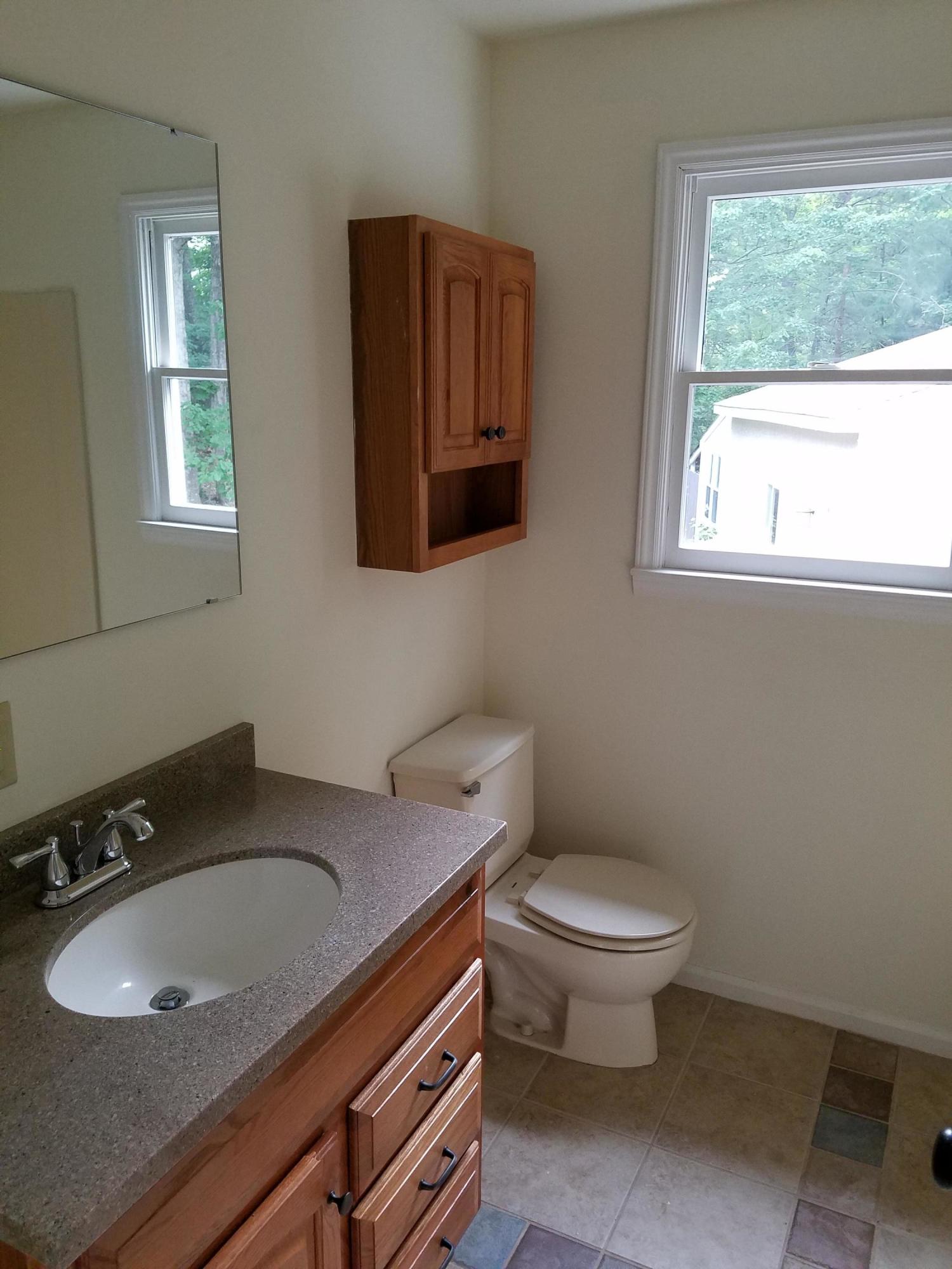 32 Charlie Road Hardy, VA 24101 - Photo 21 of 23 a bathroom with a granite countertop toilet a sink and a window