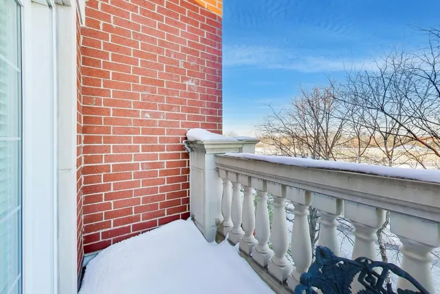 a view of a balcony with an outdoor space