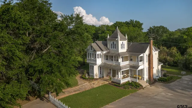 an aerial view of a house