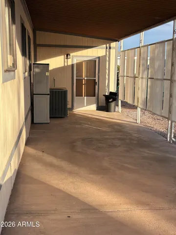 a view of a building with a door