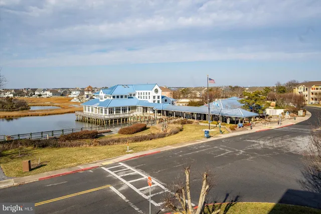 a view of a lake with roof