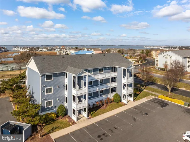 a view of a lake with a city