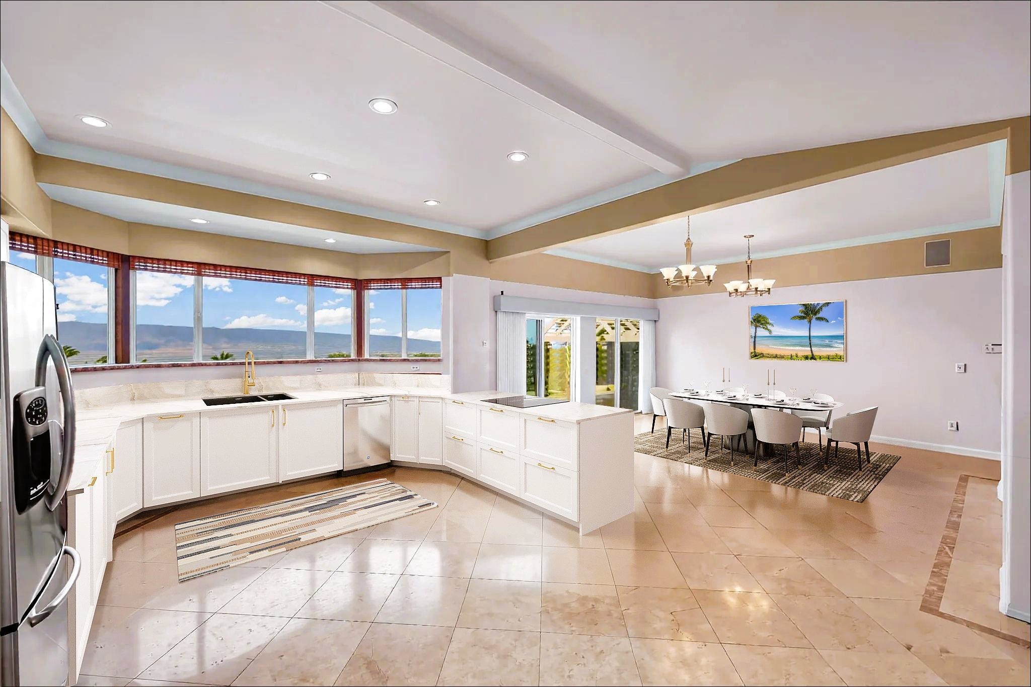 3446 Omaopio Road Kula, HI 96790 - Photo 4 of 49 a large white kitchen with a large window