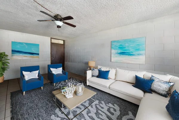 a living room with furniture