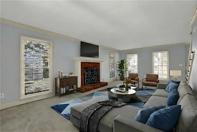 an empty room with windows