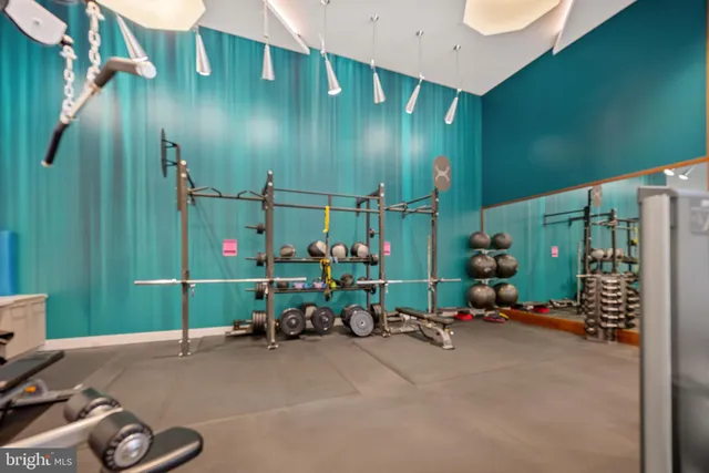 a view of a room with gym equipment