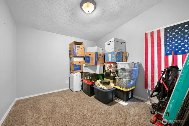 a storage room with musical instruments