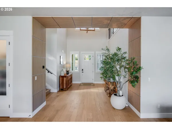 a view of a living room and a potted plant