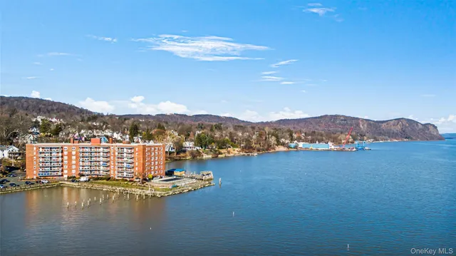 a view of a lake with a mountain