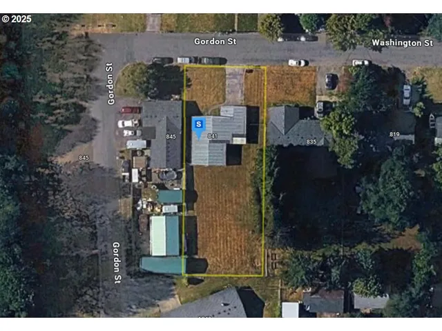 an aerial view of a house