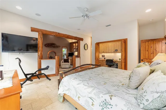 a view of a lake from a yard