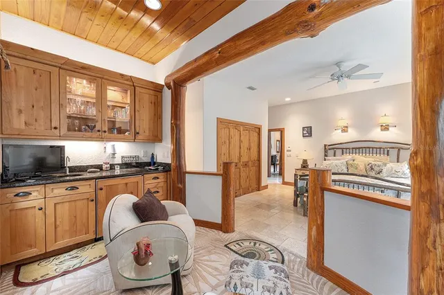 a view of a lake from a yard