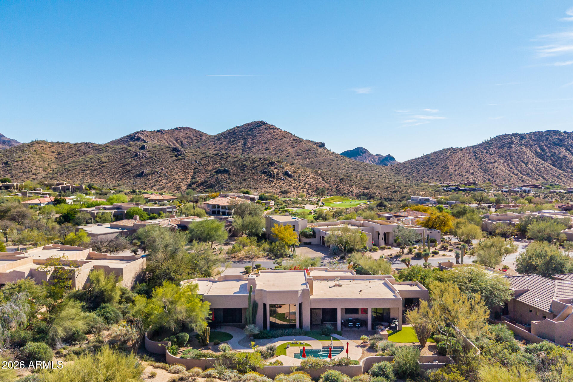 10801 East Happy Valley Road, Unit 24 Scottsdale, AZ 85255 - Photo 34 of 35 an aerial view of a town with couple of houses