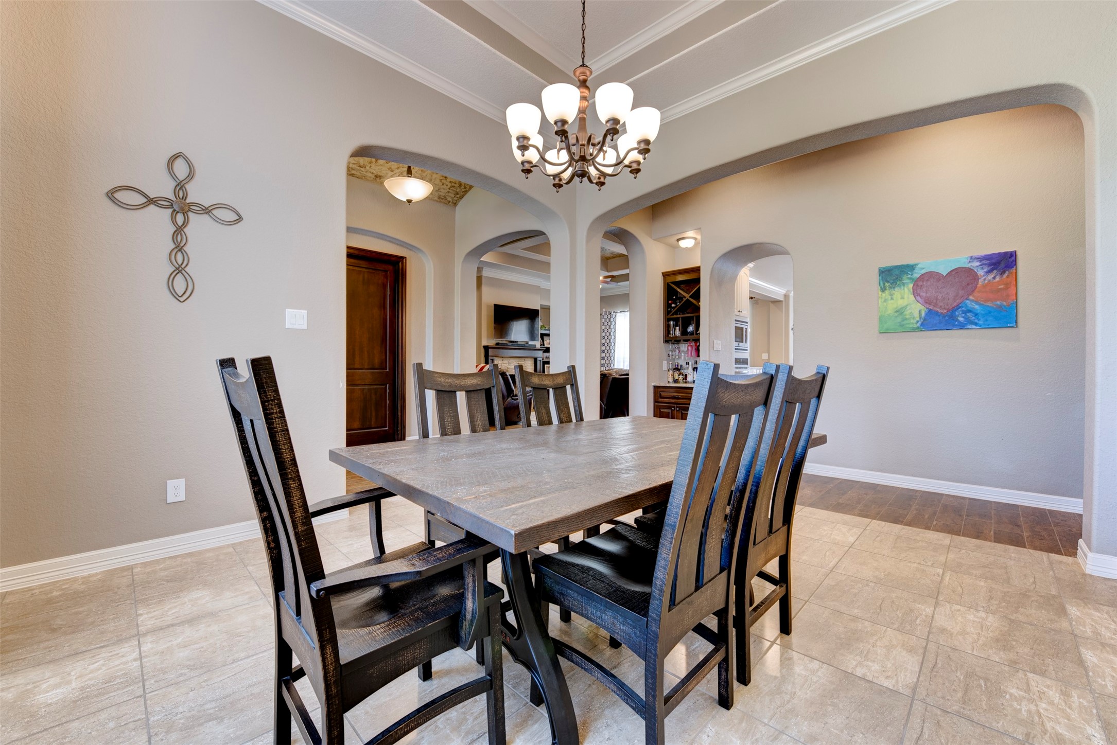 27635 Rio Blanco Drive Splendora, TX 77372 - Photo 6 of 46 a view of a dining room with furniture and a chandelier