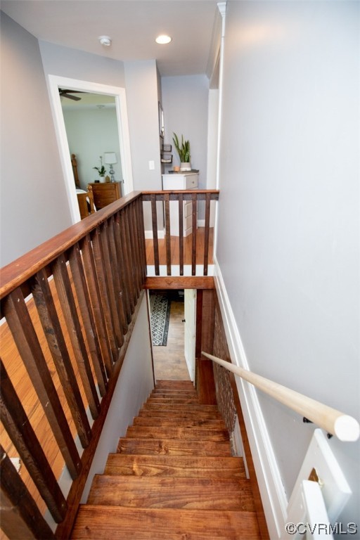 262 Prospect Road Prospect, VA 23960 - Photo 34 of 45 a view of a hallway with wooden floor and stairs
