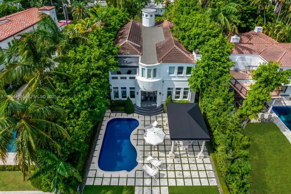 an aerial view of a house