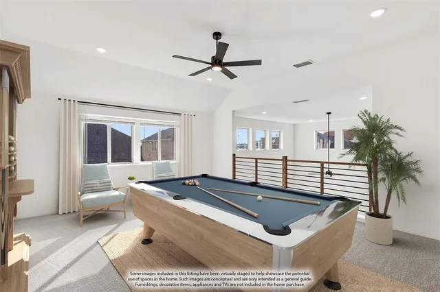 a room with lots of wooden furniture and windows