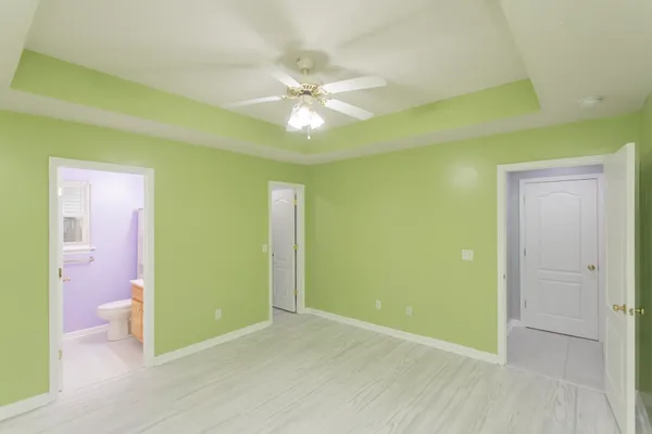 a view of a room with racks on the wall