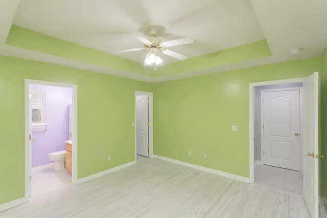 a view of a room with racks on the wall