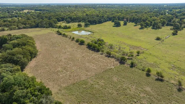 a view of a field with an ocean view