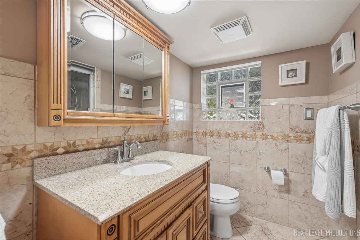 754 North Michigan Street Elmhurst, IL 60126 - Photo 23 of 32 a bathroom with a granite countertop sink toilet and shower