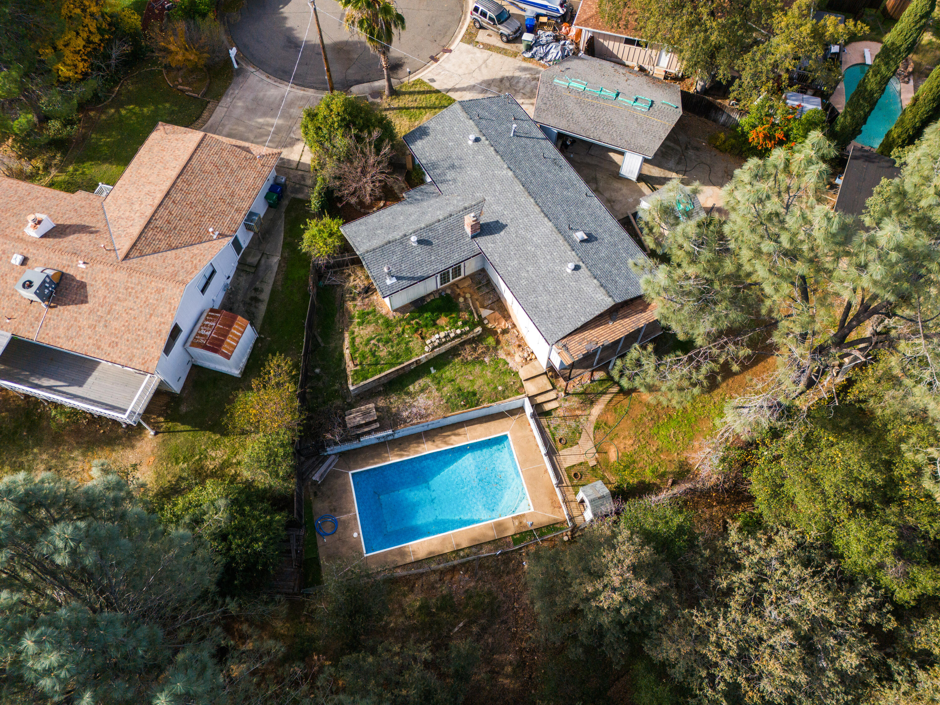 1330 Scenic Way Redding, CA 96001 - Photo 37 of 43 an aerial view of residential house with outdoor space and swimming pool