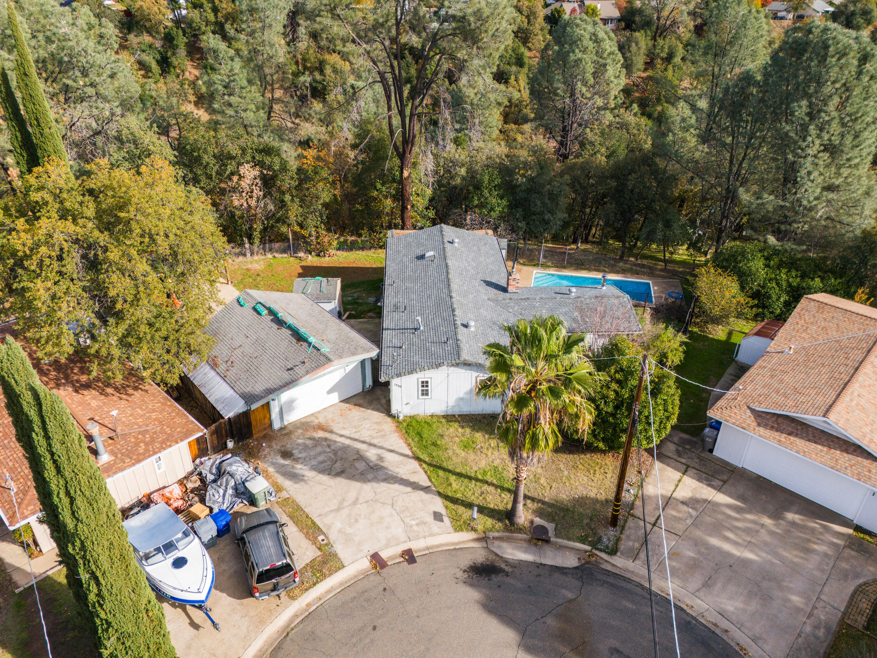 1330 Scenic Way Redding, CA 96001 - Photo 40 of 43 an aerial view of a house with garden space and street view
