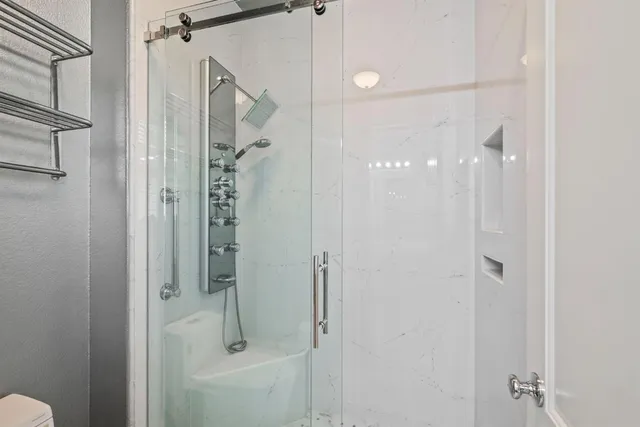 a bathroom with a shower