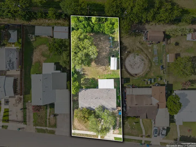 an aerial view of a house