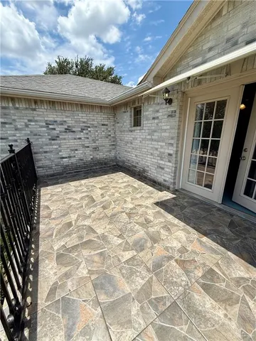 a view of wooden door