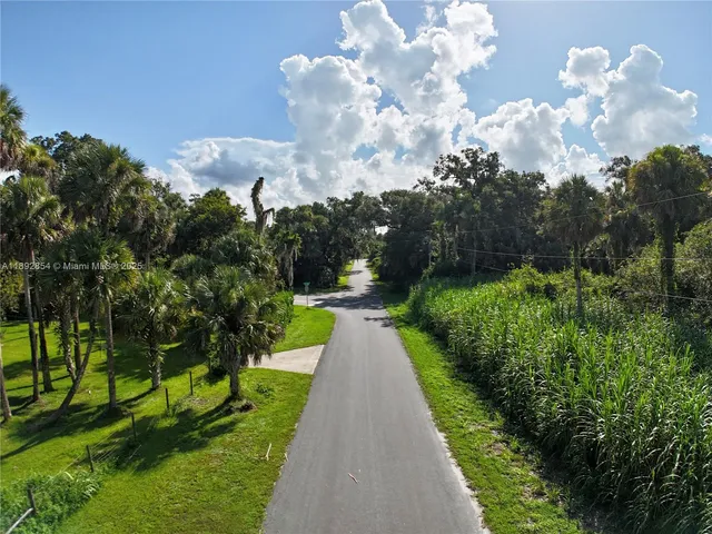 a view of flowing white house with a yard and potted plants