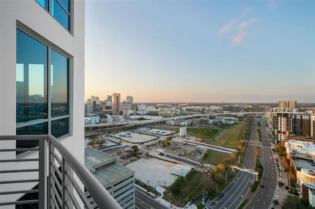 an aerial view of a city