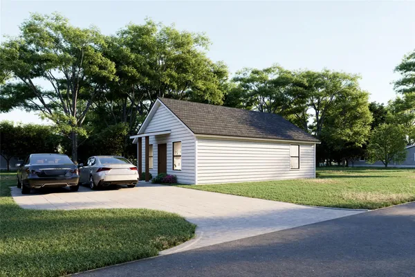 a house view with a garden space