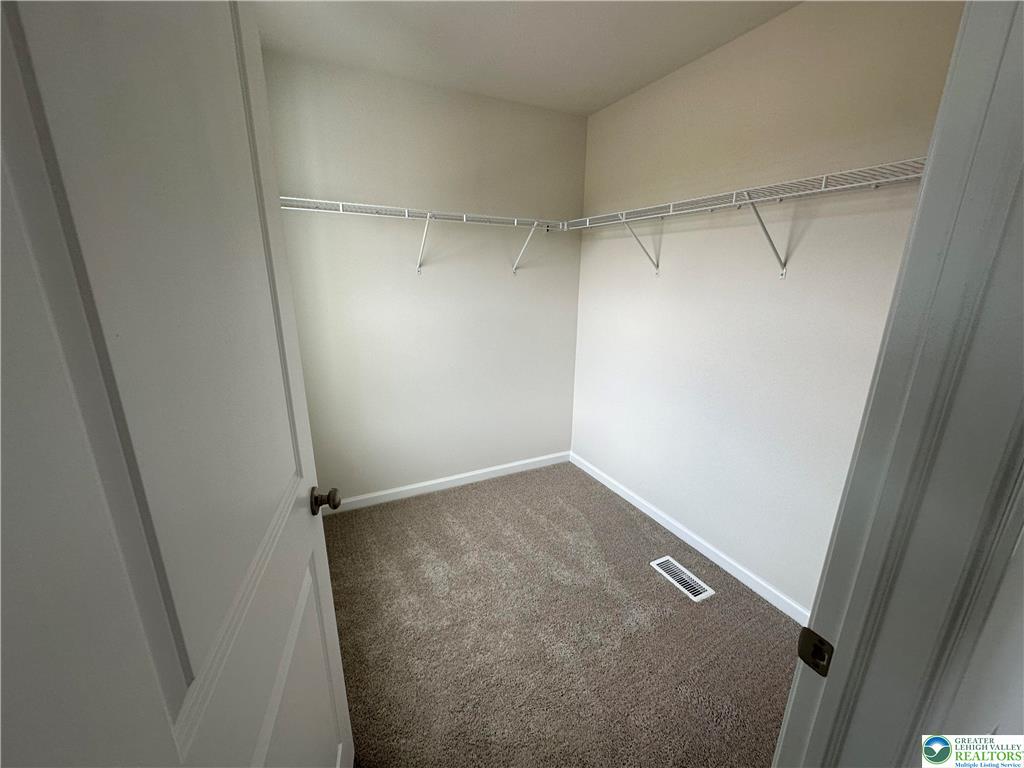 1145 Martin Road Breinigsville, PA 18031 - Photo 28 of 38 A well-organized walk-in closet featuring durable carpeting and ample shelving for storage.