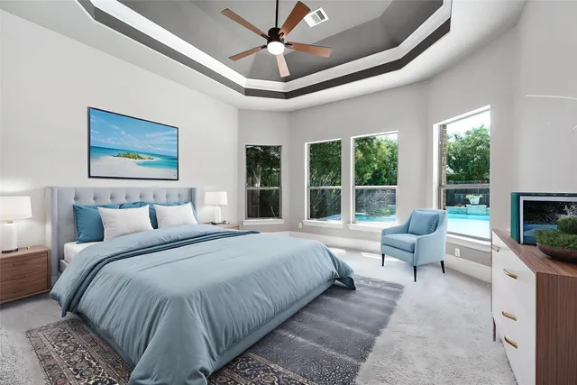 a bathroom with a shower and a glass door