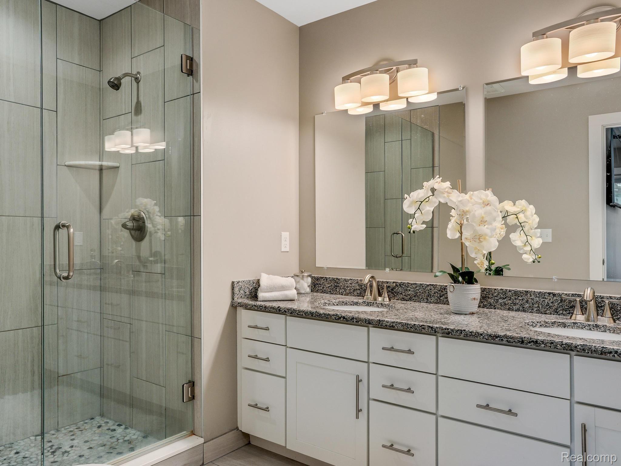 3059 Cumberland Road Berkley, MI 48072 - Photo 12 of 23 Master bath with custom glass shower, double vanity.