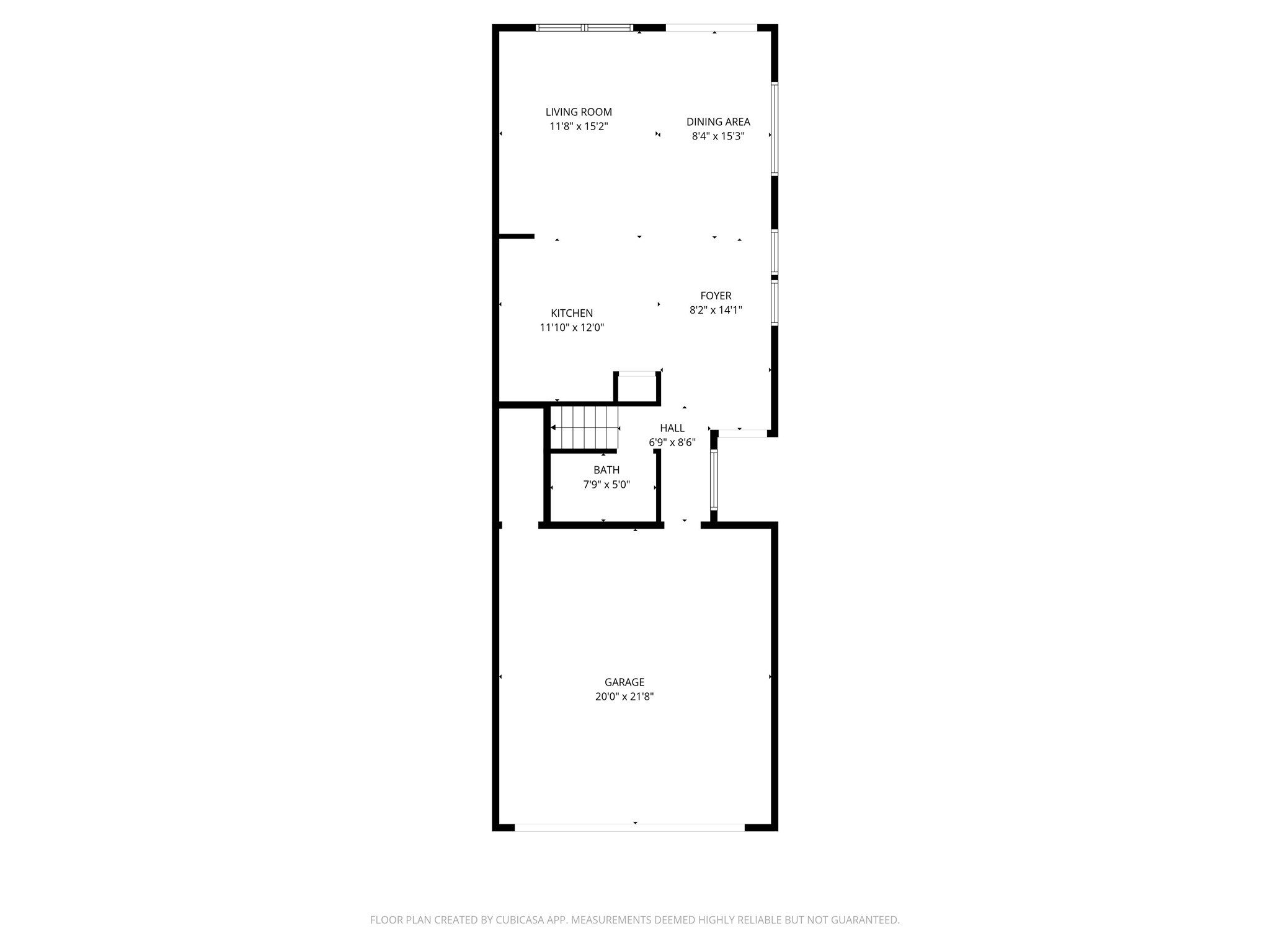 505 Middle Street Houston, TX 77003 - Photo 45 of 46 This first-floor digital floor plan showcases a thoughtfully designed open layout featuring a spacious living room, dining area, and modern kitchen, complemented by a welcoming foyer, convenient bath, and attached garage for seamless living.