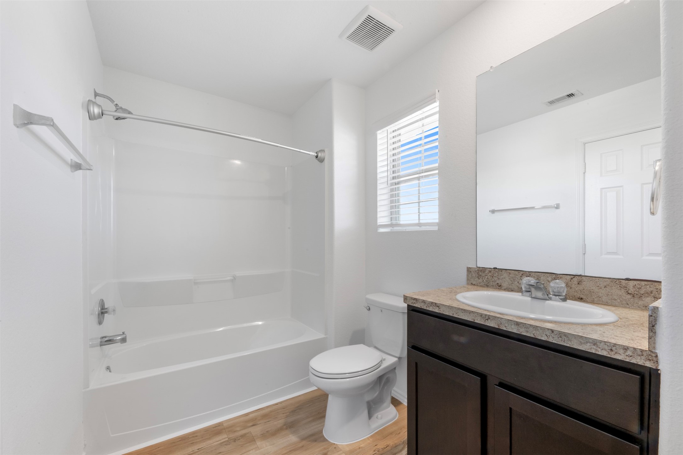 14602 Broadbury Pond Road Rosharon, TX 77583 - Photo 16 of 22 a bathroom with a granite countertop sink toilet and shower