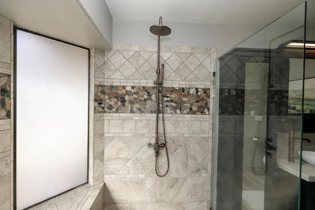 a bathroom with a shower