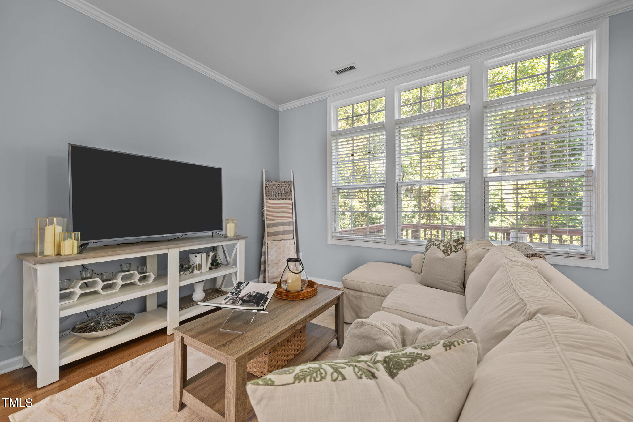 6825 Middleboro Drive Raleigh, NC 27612 - Photo 15 of 38 a living room with furniture and a flat screen tv