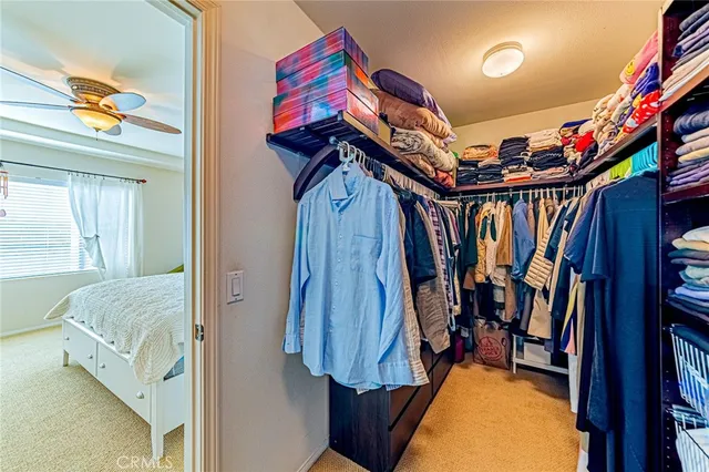a bed room with a bed and a walk in closet
