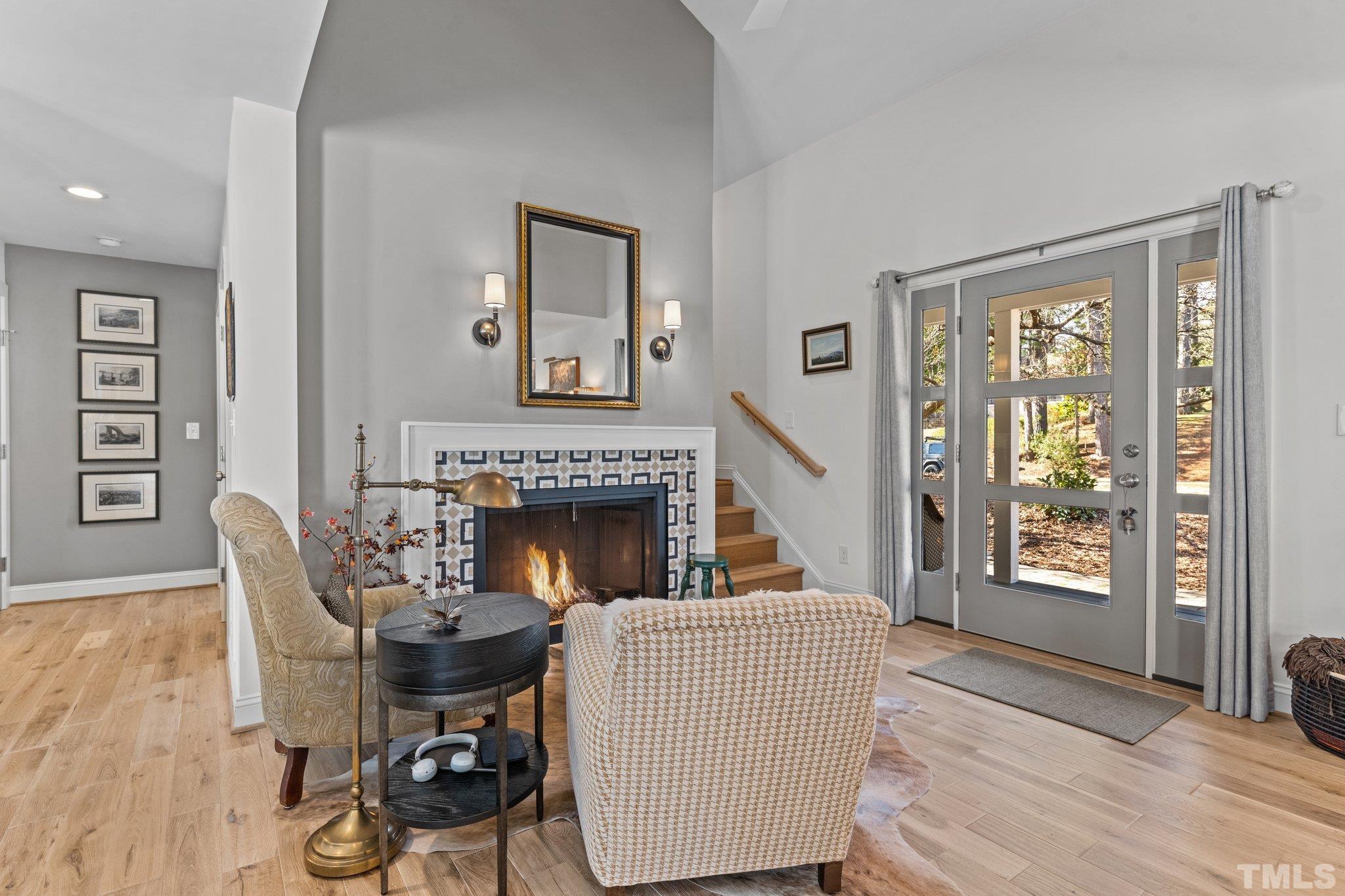 3036 Sylvania Drive Raleigh, NC 27607 - Photo 31 of 59 a living room with furniture and a fireplace
