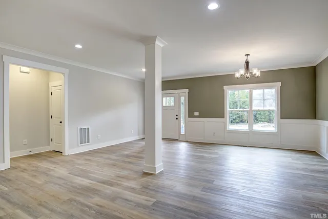 a large kitchen with cabinets