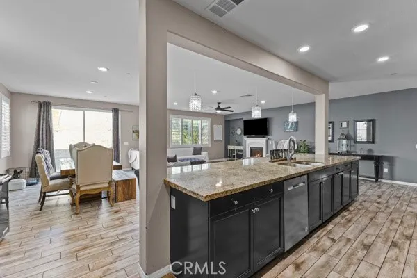 a kitchen with lots of counter top space